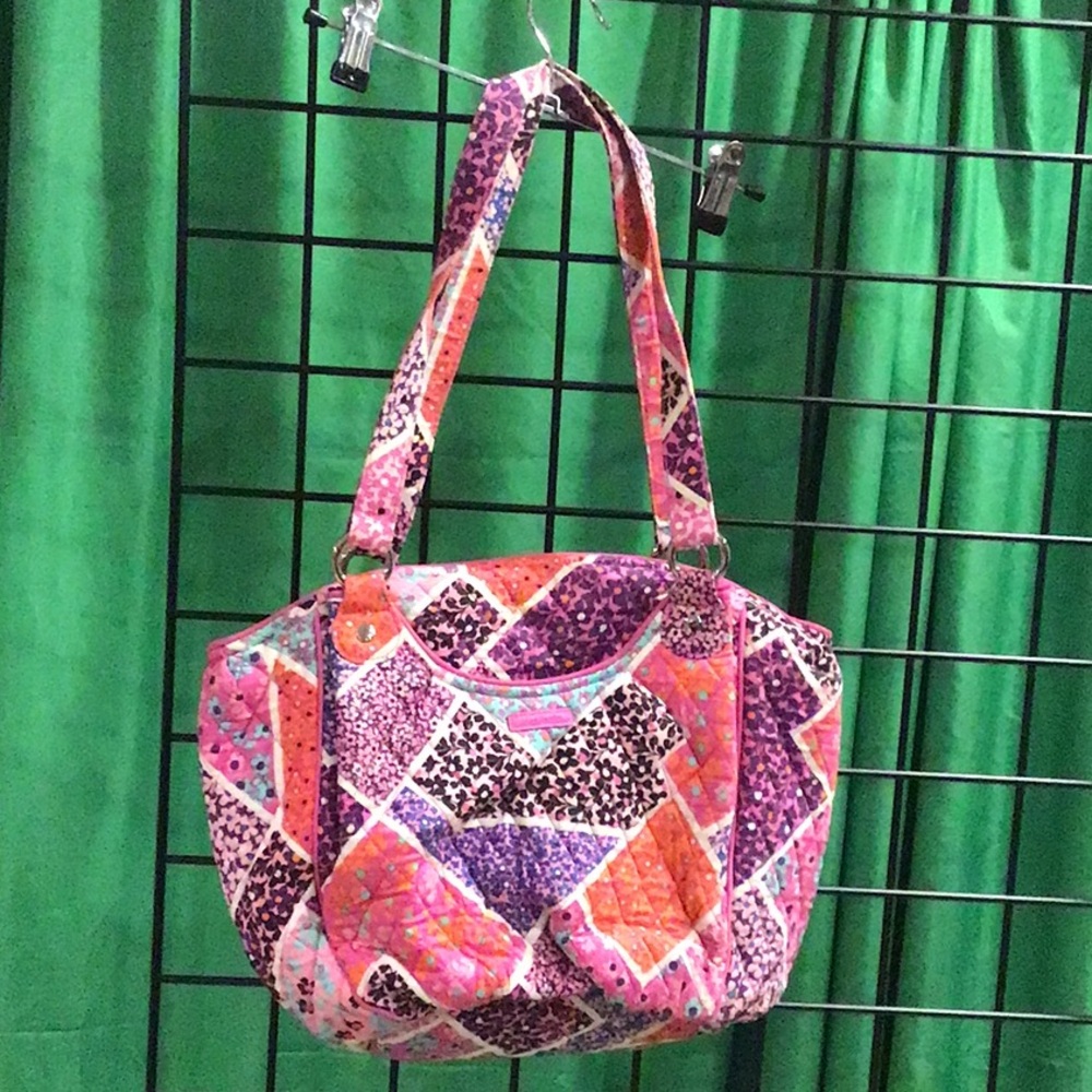 Pink and Purple Patchwork Shoulder Bag